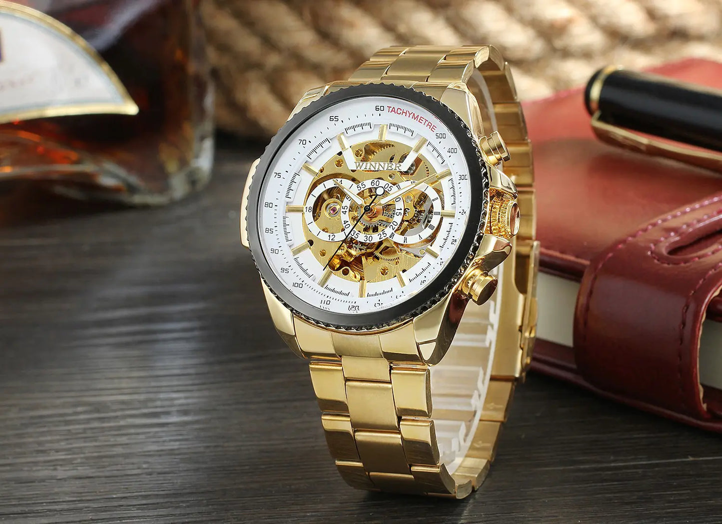 Winner Men's Automatic Skeleton Watch with Steel Band