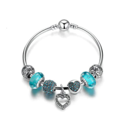 Heart-Shaped Beaded Bracelet, Bangle, and Wristband
