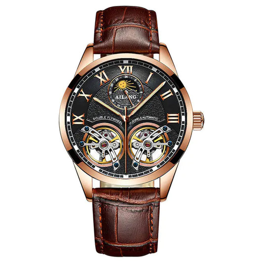 Men's Swiss Automatic Mechanical Watch with Double Flywheel