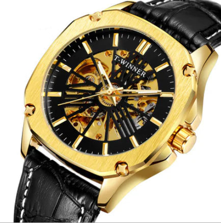 T-WINNER Men's Waterproof Automatic Skeleton Watch